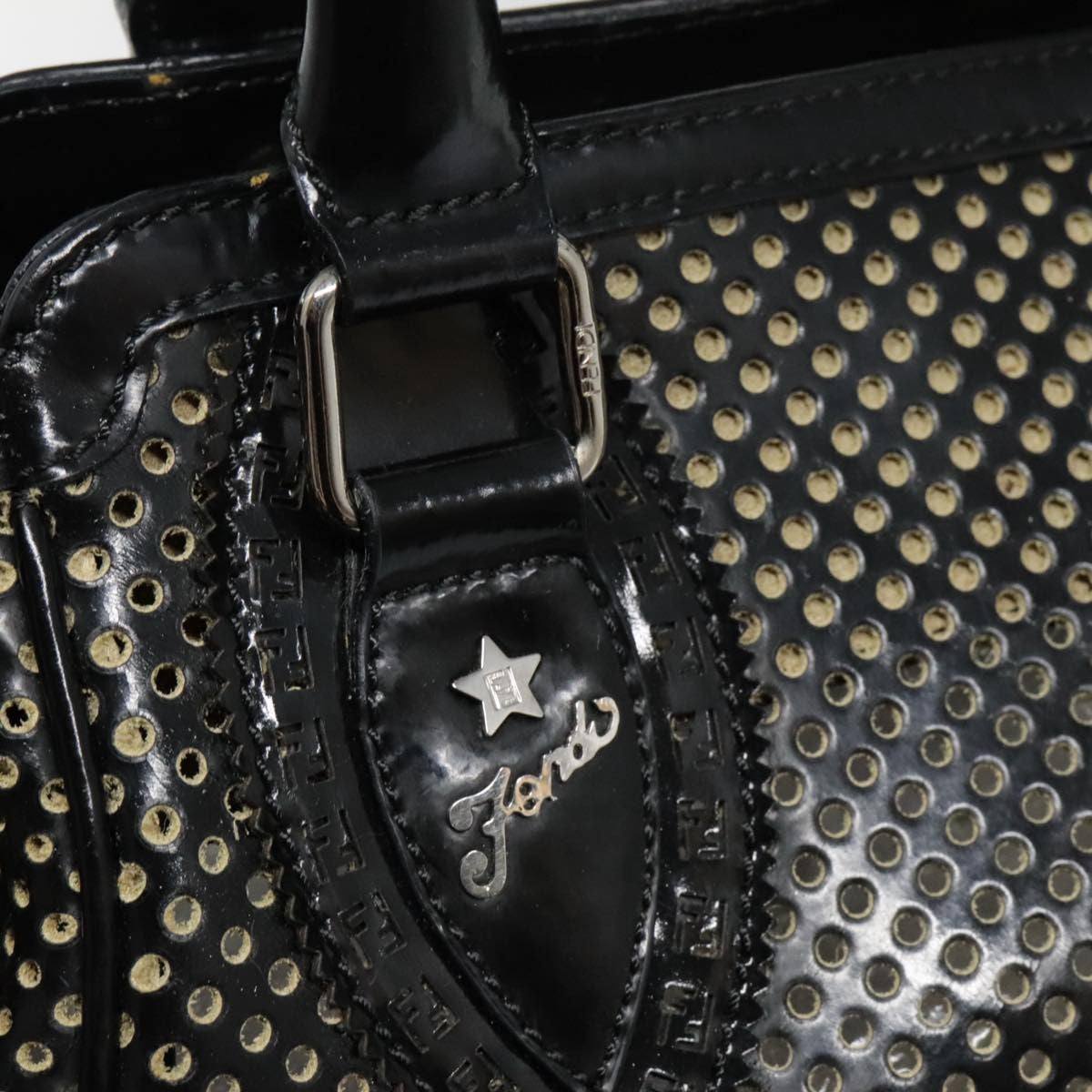 Fendi Bag Du Jour Perforated Leather, BLACK, LEATHER, Handbag