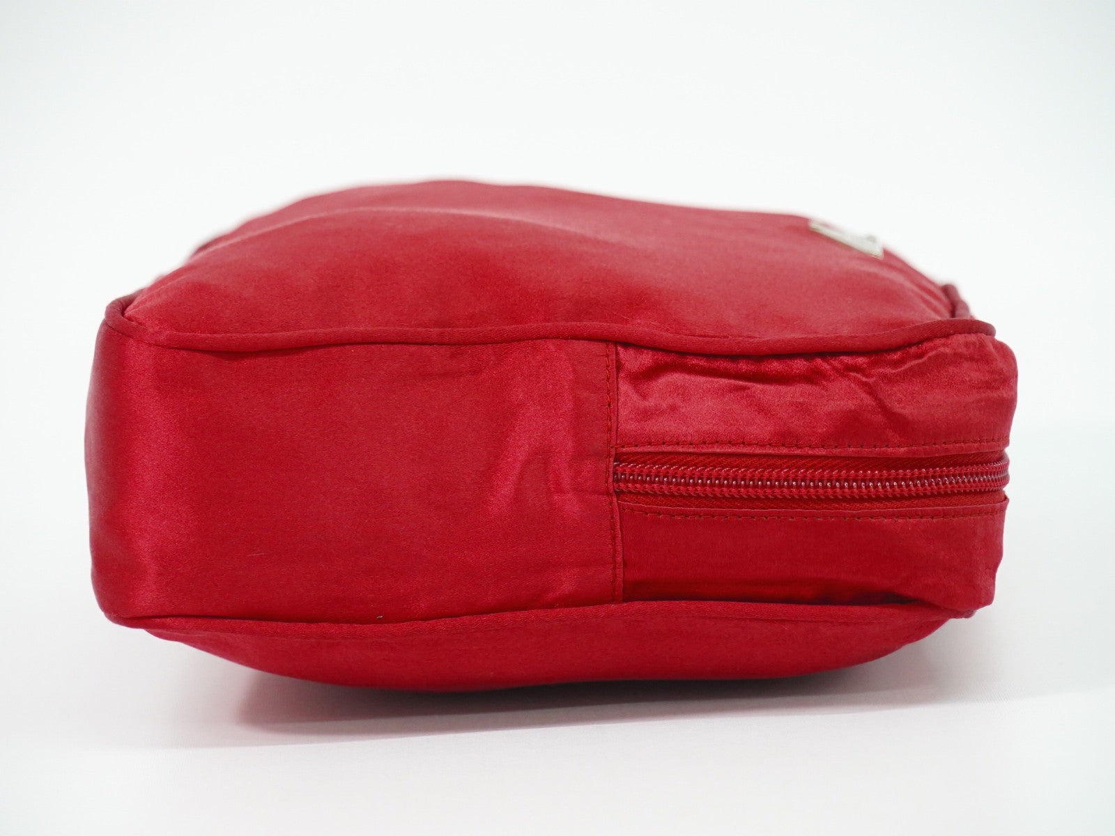 Prada Zip Around Toiletry Bag Silk, Red, Satin, Clutch