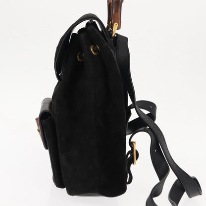 Gucci Vintage Bamboo Backpack Suede, BLACK, SUEDE, Backpack