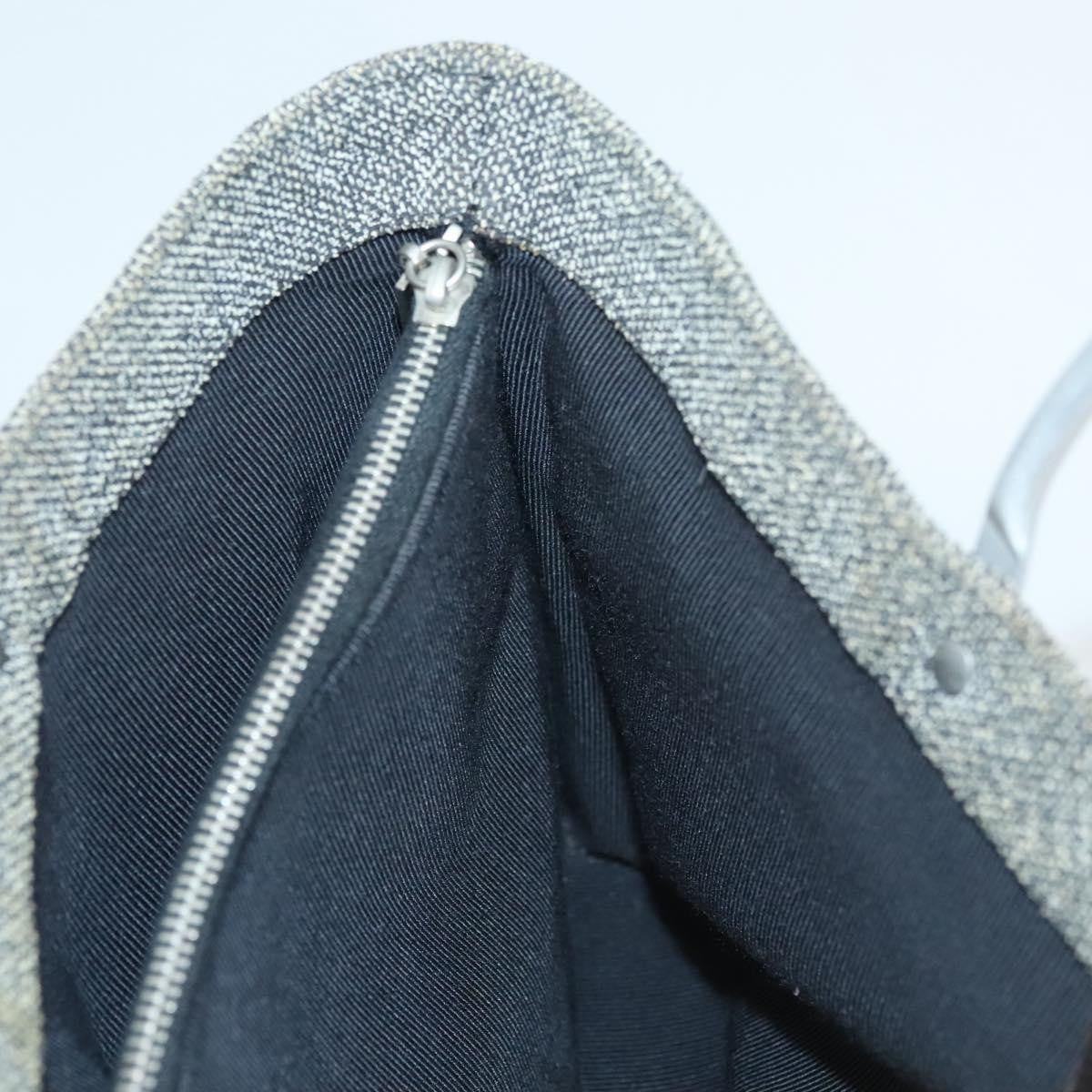 Chanel Vintage Chocolate Bar Metal Ring Tote Quilted Canvas, GRAY, CANVAS, Handbag