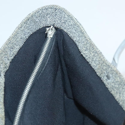 Chanel Vintage Chocolate Bar Metal Ring Tote Quilted Canvas, GRAY, CANVAS, Handbag