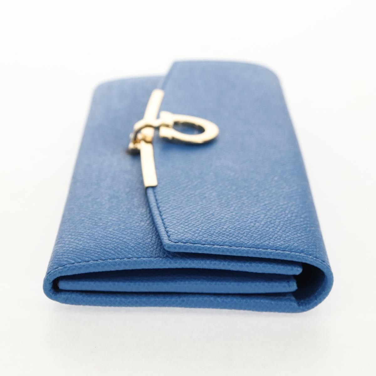 Salvatore Ferragamo Gancini Flap Continental Wallet Leather, Blue, Leather, Wallet