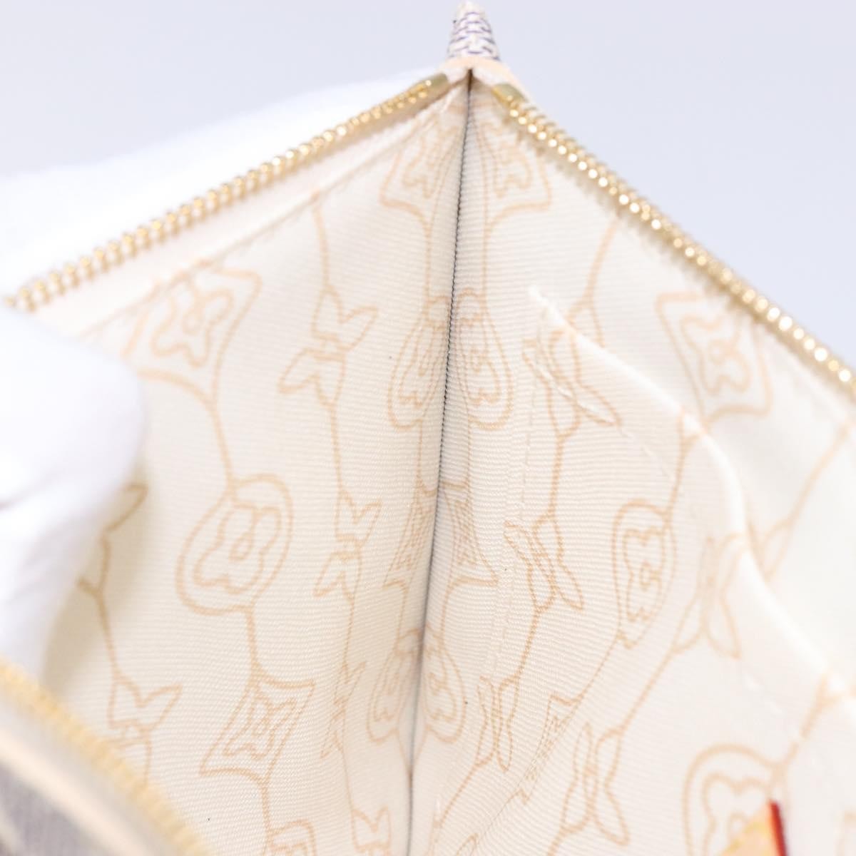 Louis Vuitton Neverfull Pochette Damier, WHITE, CANVAS, Tote bag