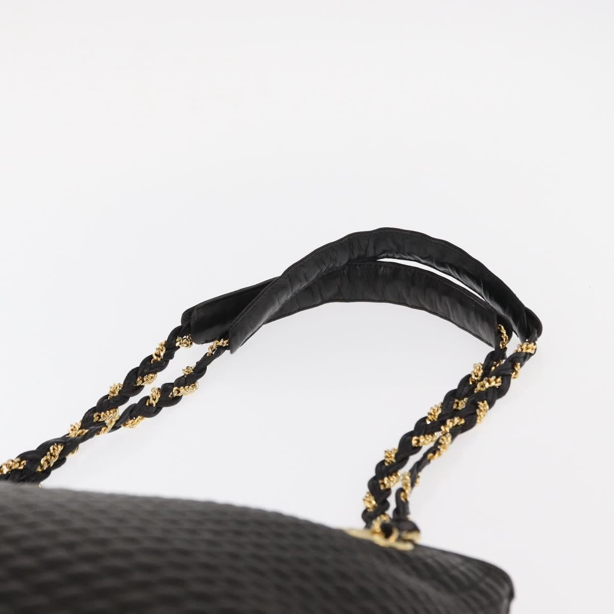 Bally Vintage Chain Shoulder Bag Quilted Leather, Black, Leather, Shoulder Bag