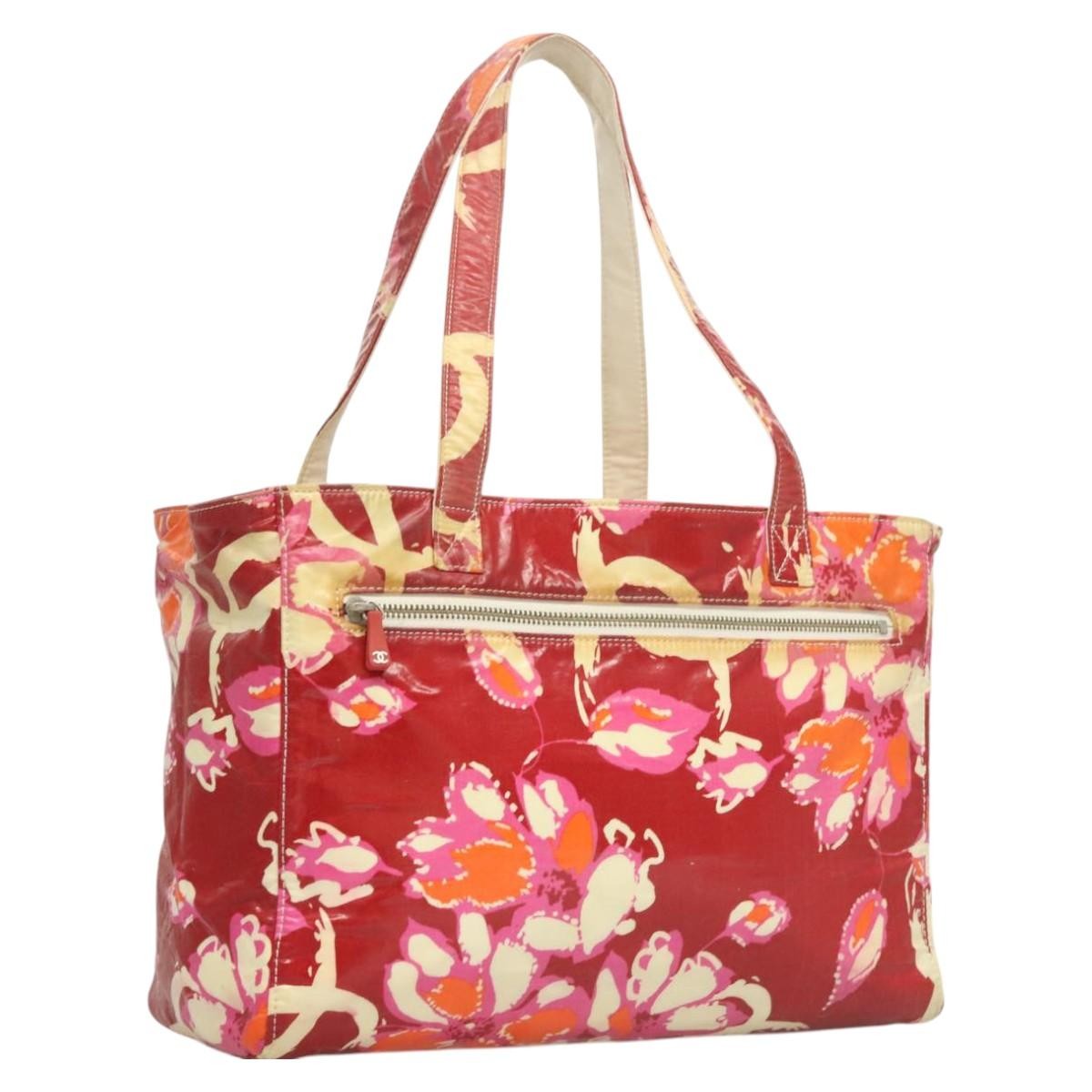 Chanel Vintage Floral Tote Patent leather, RED, PATENT_LEATHER, Tote bag