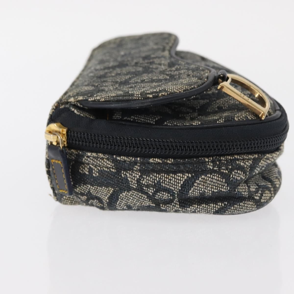 Christian Dior Saddle Zip Pouch Diorissimo Canvas, NAVY, CANVAS, Clutche & pouche