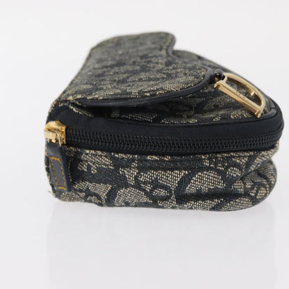 Christian Dior Saddle Zip Pouch Diorissimo Canvas, NAVY, CANVAS, Clutche & pouche