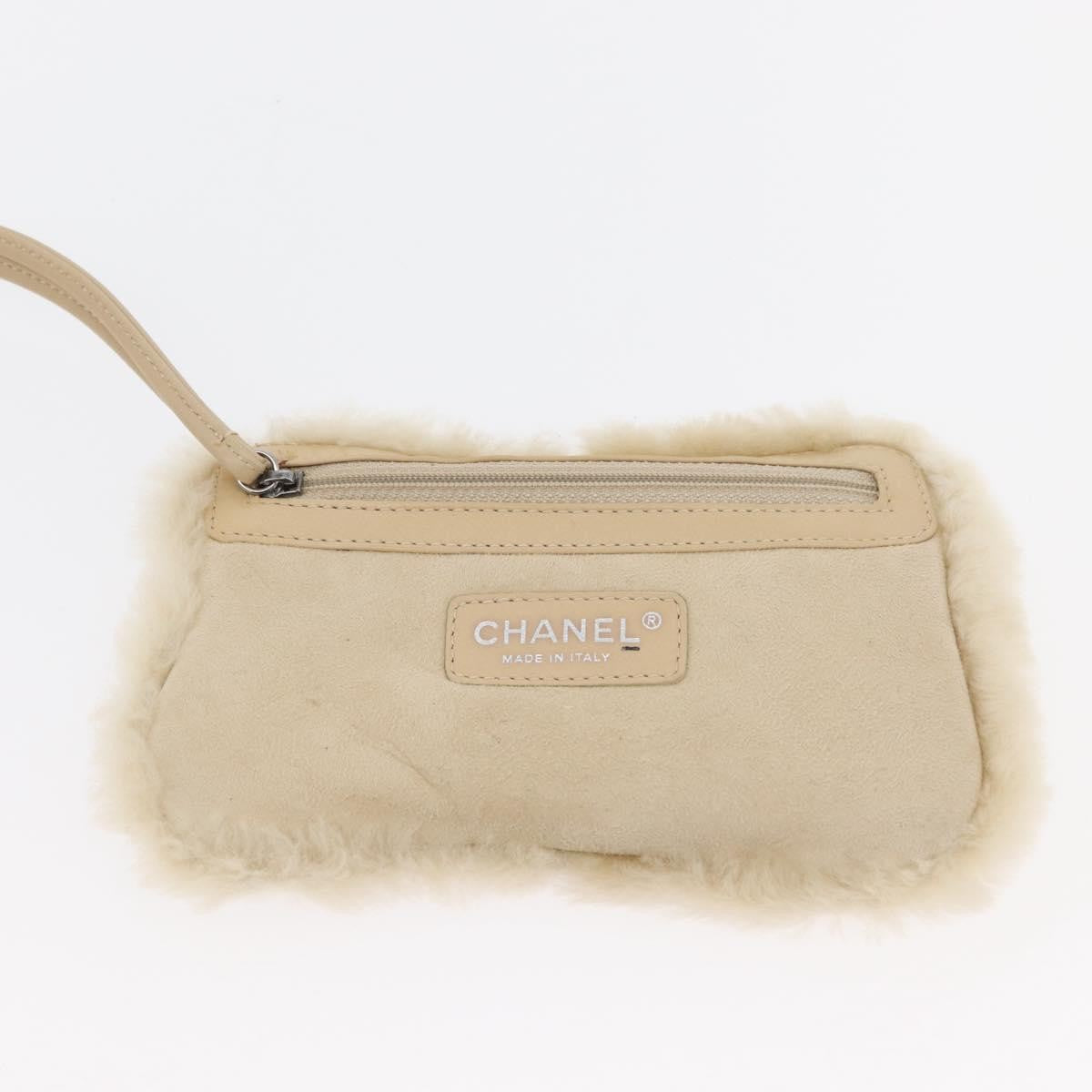Chanel Vintage Embroidered CC Chain Tote Quilted Suede and Shearling, Silver, Canvas, Tote Bag