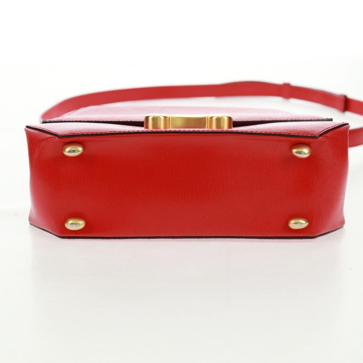 Celine Vintage Triomphe Flap Bag Leather, RED, LEATHER, Shoulder bag