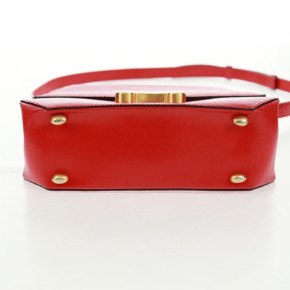 Celine Vintage Triomphe Flap Bag Leather, RED, LEATHER, Shoulder bag