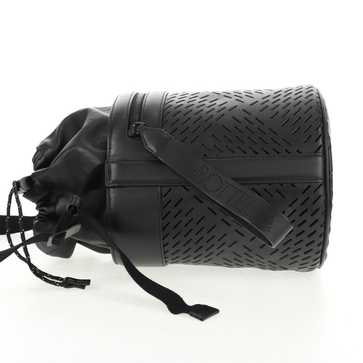 Bottega Veneta Paper Bucket Bag Perforated Leather, BLACK, LEATHER, Shoulder bag