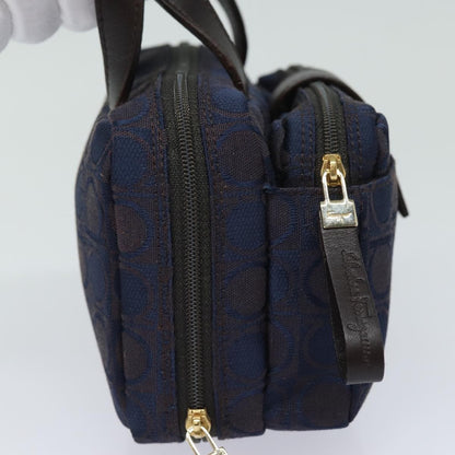 Salvatore Ferragamo Gancini mini handbag Canvas, NAVY, CANVAS, Handbag