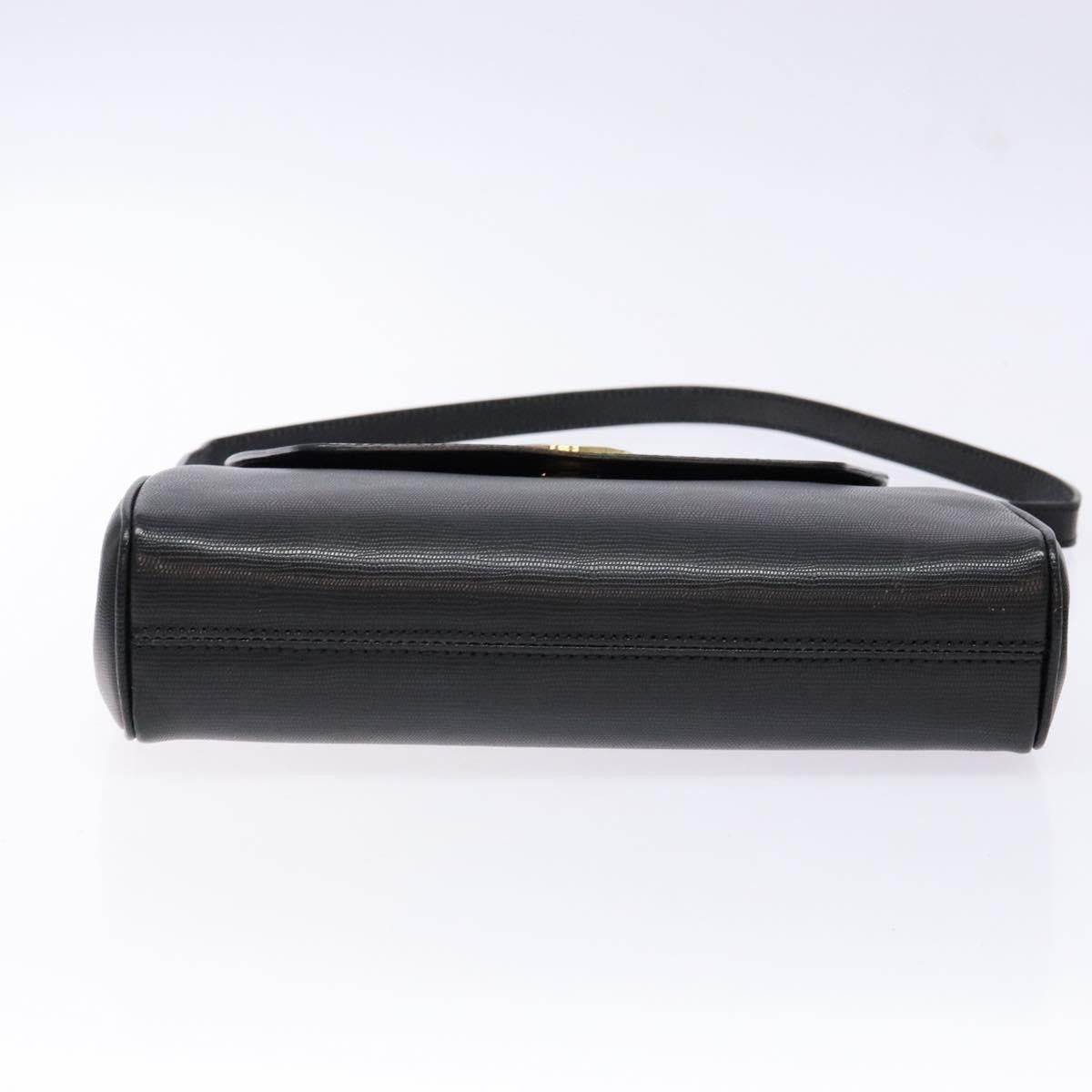 Celine Vintage Circle Logo Crossbody Bag Leather, BLACK, LEATHER, Crossbody bag