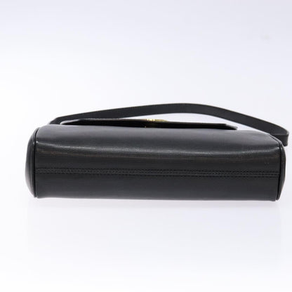 Celine Vintage Circle Logo Crossbody Bag Leather, BLACK, LEATHER, Crossbody bag
