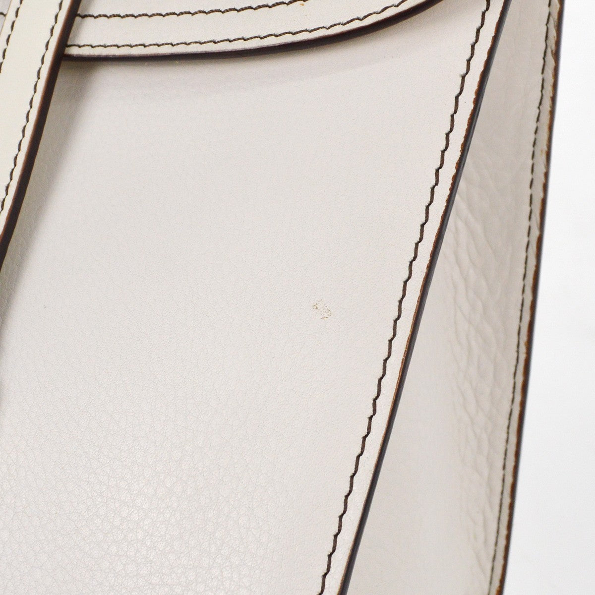 Christian Dior Vintage Saddle Top Handle Bag Leather, WHITE, LEATHER, Handbag