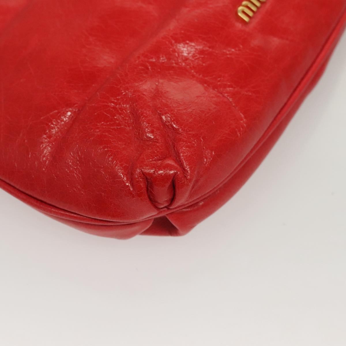 Miu Miu Zip Wristlet Pouch Leather, RED, LEATHER, Clutche & pouche