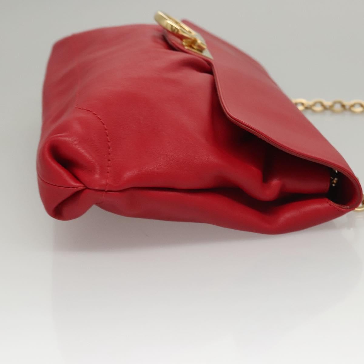 Salvatore Ferragamo Gancini Chain Shoulder bag Leather, RED, LEATHER, Shoulder bag