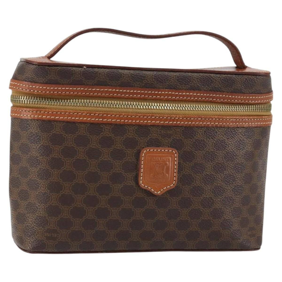 Celine Macadam Vanity Bag Canvas, BROWN, CANVAS, Handbag