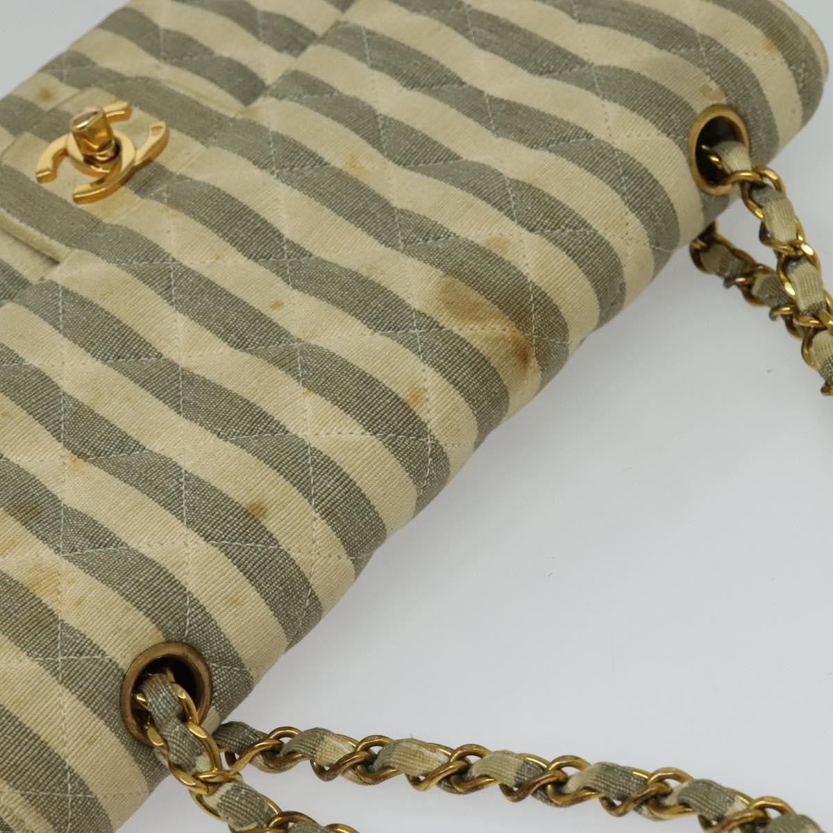 Chanel Vintage Classic Double Flap Bag Quilted Denim, GRAY, CANVAS, Handbag