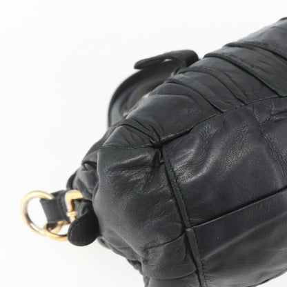 Prada Gaufre Convertible Satchel Nappa Leather, BLACK, LEATHER, Handbag