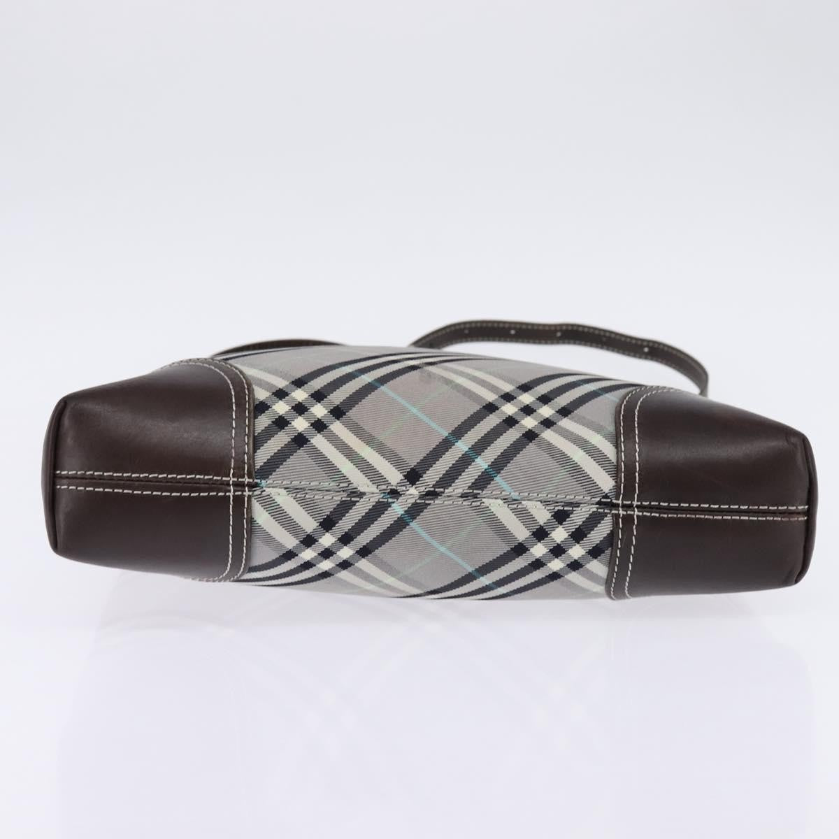 Burberry Nova Check Blue Label Canvas, Gray, Nylon, Shoulder Bag