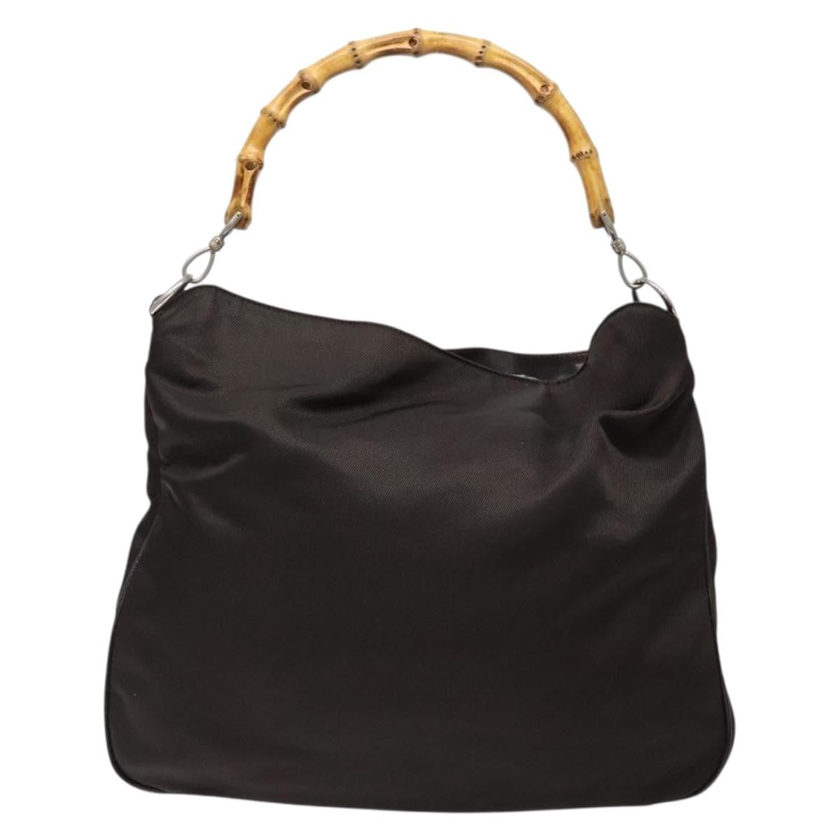 Gucci Vintage Bamboo Shoulder Bag Nylon, BROWN, NYLON, Shoulder bag