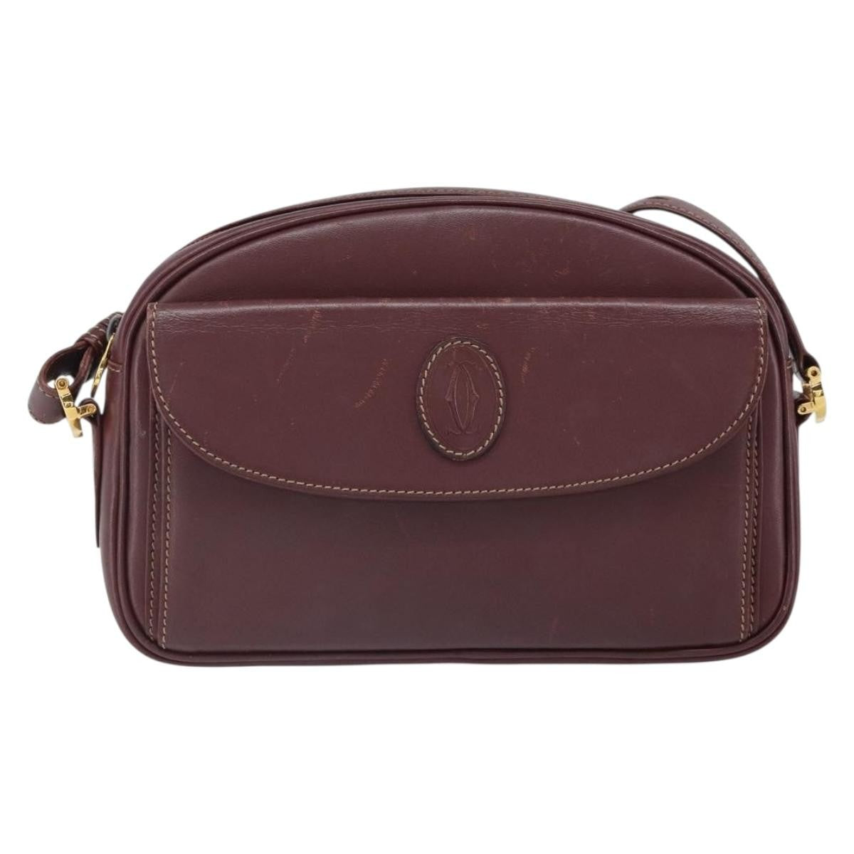 cartier Must de Cartier Shoulder Bag Leather, BURGUNDY, LEATHER, Shoulder bag