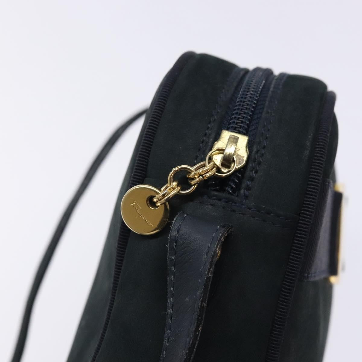 Salvatore Ferragamo Vala Shoulder Bag Suede, NAVY, SUEDE, Shoulder bag