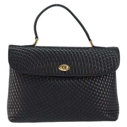 Bally Vintage Handbag Quilted Leather, BLACK, LEATHER, Handbag