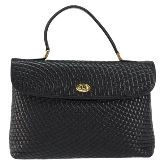 Bally Vintage Handbag Quilted Leather, BLACK, LEATHER, Handbag