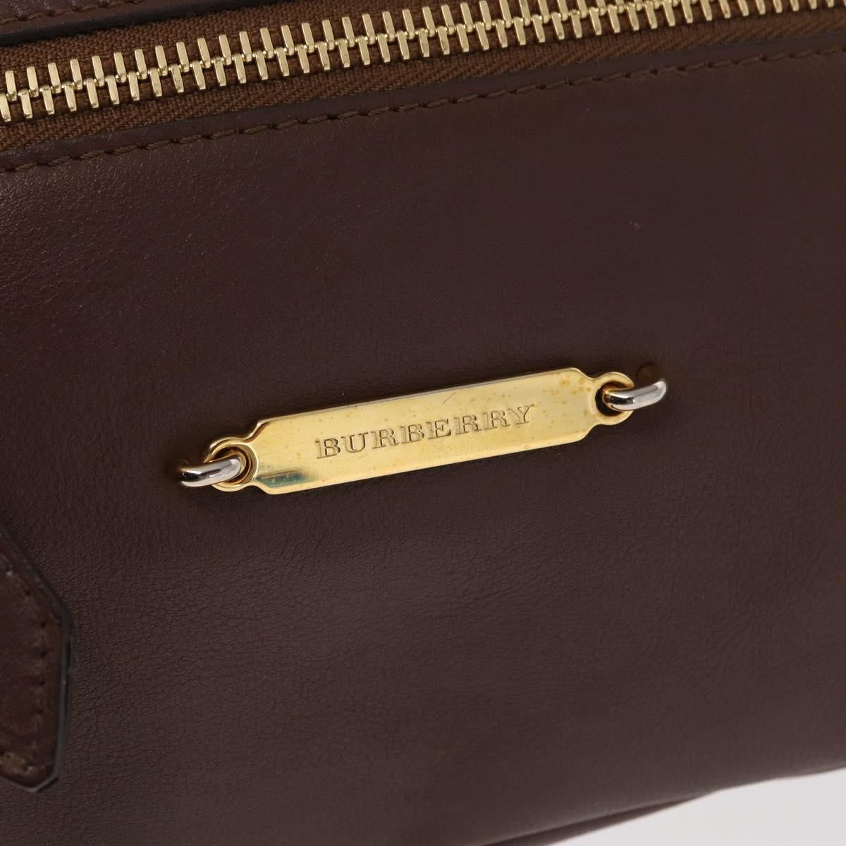 Burberry Big Crush Tote Leather and House Check Canvas, BROWN, LEATHER, Handbag