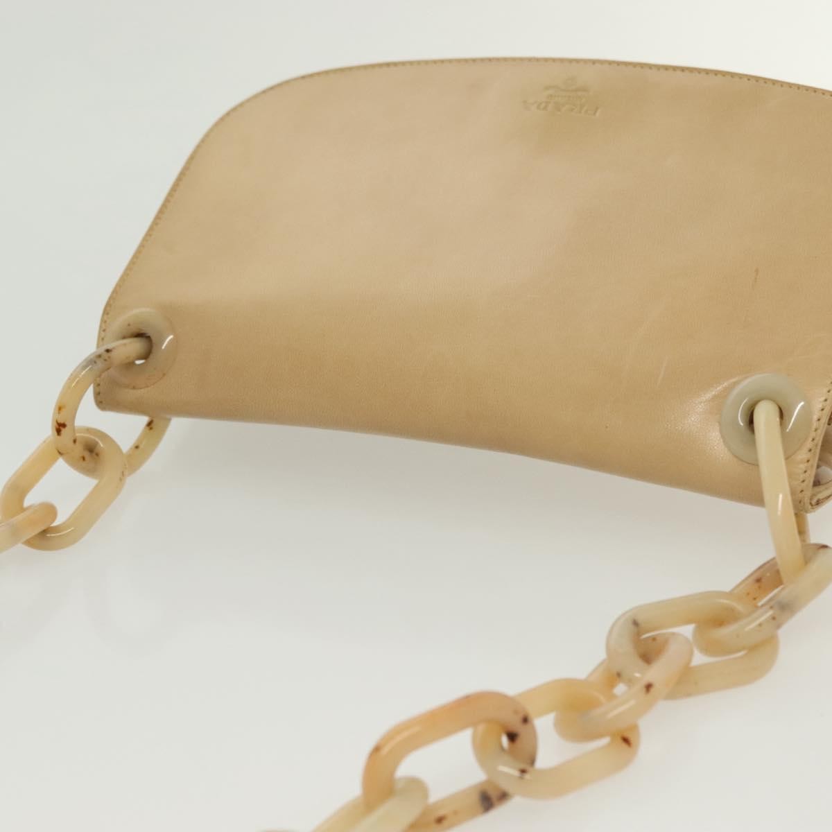 Prada Madras Shoulder Bag Leather, BEIGE, LEATHER, Shoulder bag