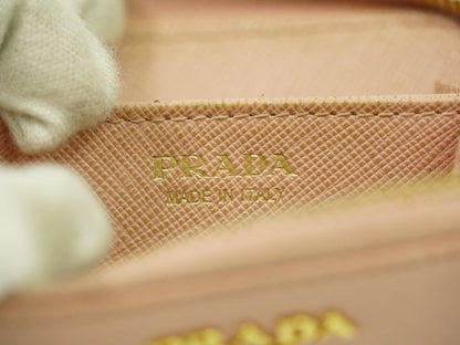 Prada Saffiano Coin Purse Leather, PINK, LEATHER, Wallets