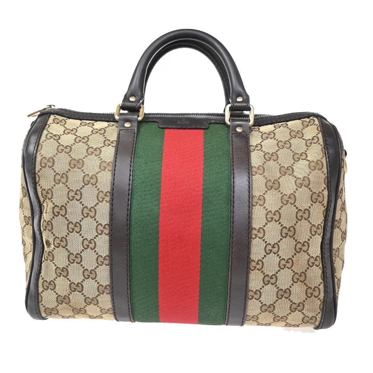 Gucci Vintage Web Boston Bag GG Canvas, BROWN, CANVAS, Handbag