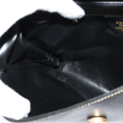 Celine Circle Logo Shoulder Bag Leather, Black, Leather, Shoulder Bag