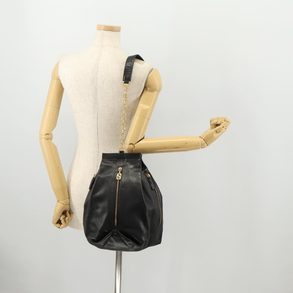 Versace Vintage Shoulder Bag Leather, BLACK, LEATHER, Shoulder bag