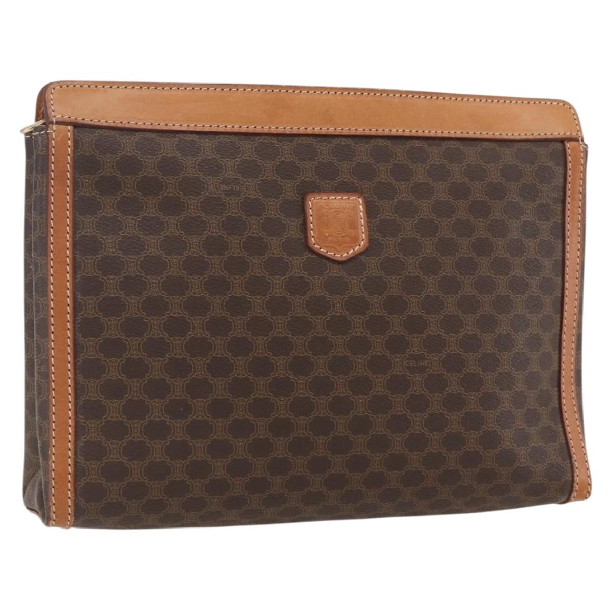 Celine Macadam Pochette Canvas, BROWN, PVC, Clutche & pouche