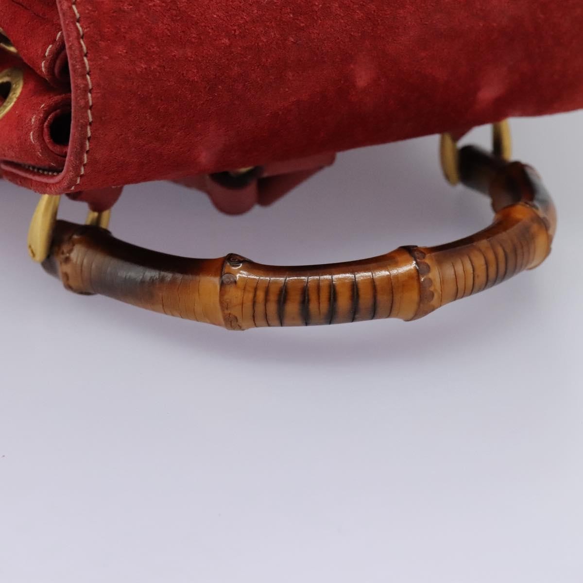 Gucci Gucci bamboo backpack daim, Red, Suede, Backpack