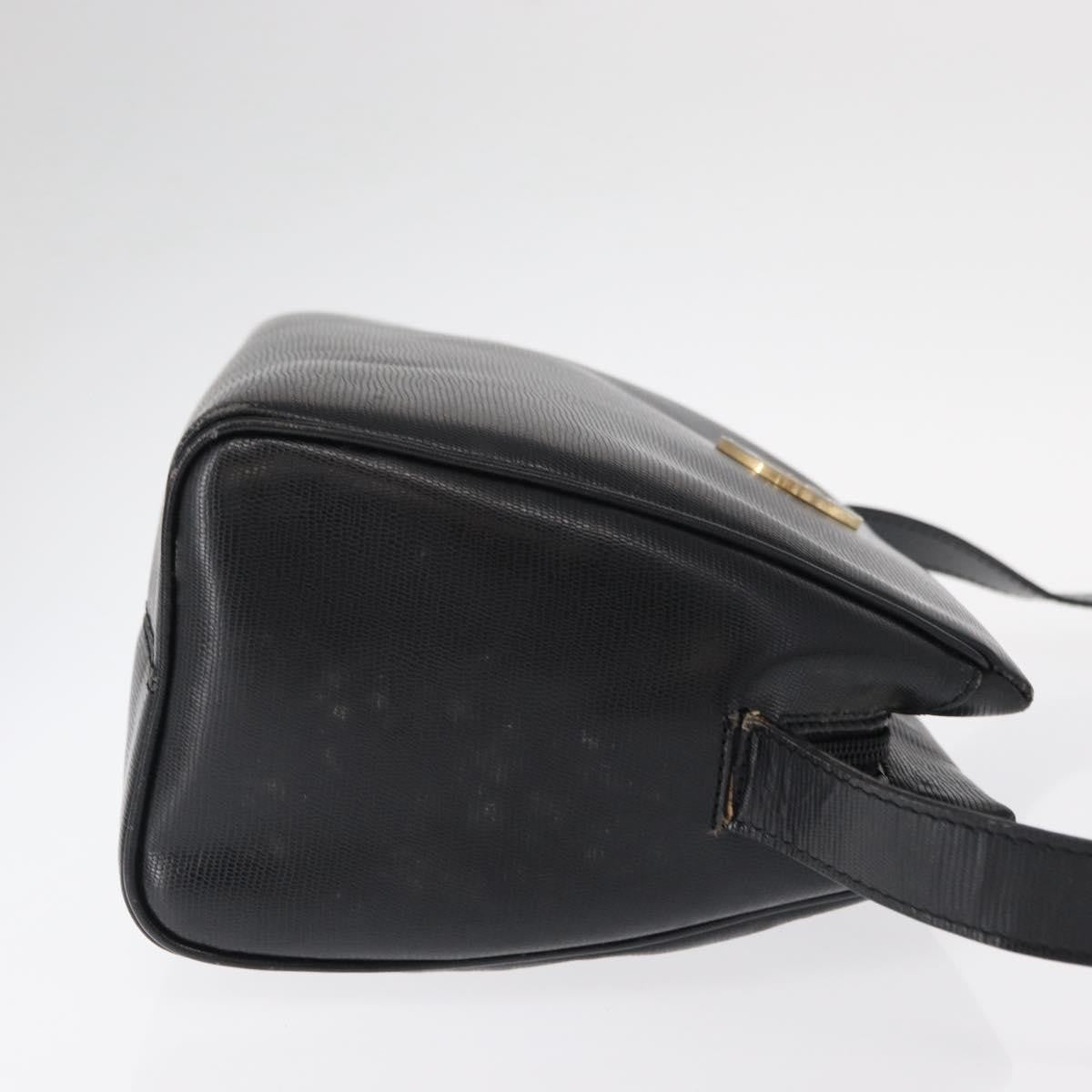 Celine Vintage Circle Logo Crossbody Bag Leather, BLACK, LEATHER, Shoulder bag