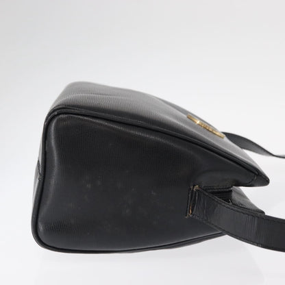 Celine Vintage Circle Logo Crossbody Bag Leather, BLACK, LEATHER, Shoulder bag