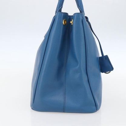 Prada Lux Open Tote Saffiano Leather, BLUE, LEATHER, Tote bag