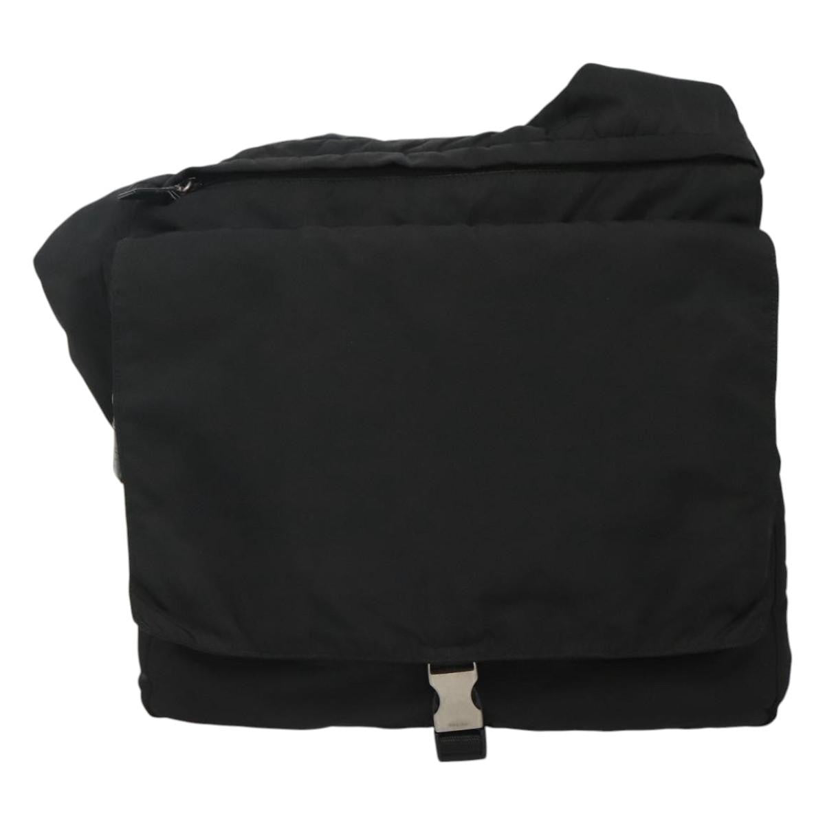 Prada Vintage Flap Messenger Bag Tessuto, BLACK, NYLON, Shoulder bag