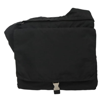 Prada Vintage Flap Messenger Bag Tessuto, BLACK, NYLON, Shoulder bag
