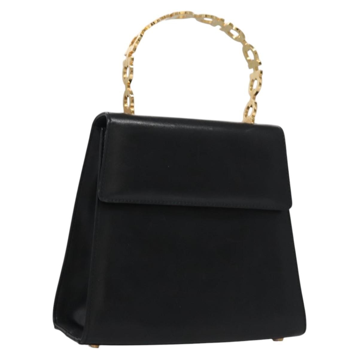 Salvatore Ferragamo Gancini handbag Leather, BLACK, LEATHER, Handbag