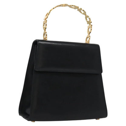 Salvatore Ferragamo Gancini handbag Leather, BLACK, LEATHER, Handbag