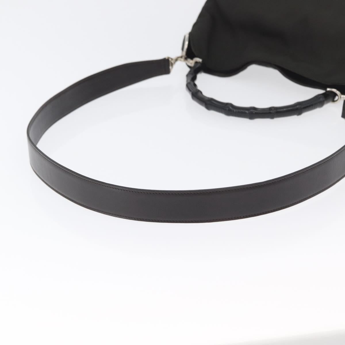 Gucci Vintage Bamboo Handle Bag Nylon, BLACK, NYLON, Handbag