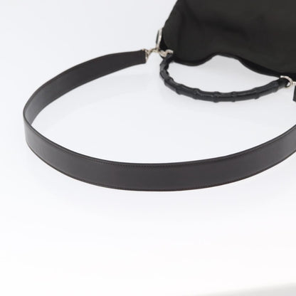 Gucci Vintage Bamboo Handle Bag Nylon, BLACK, NYLON, Handbag
