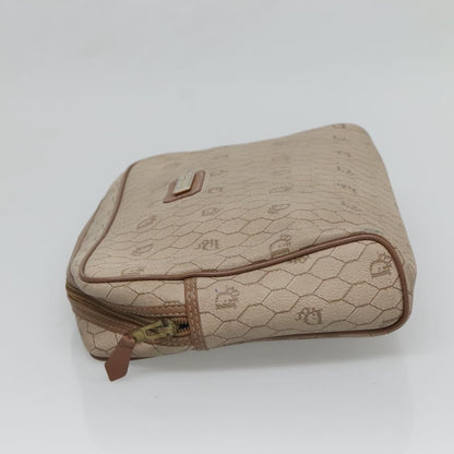Christian Dior Vintage Honeycomb Zip Pouch Coated Canvas, BEIGE, CANVAS, Clutche & pouche