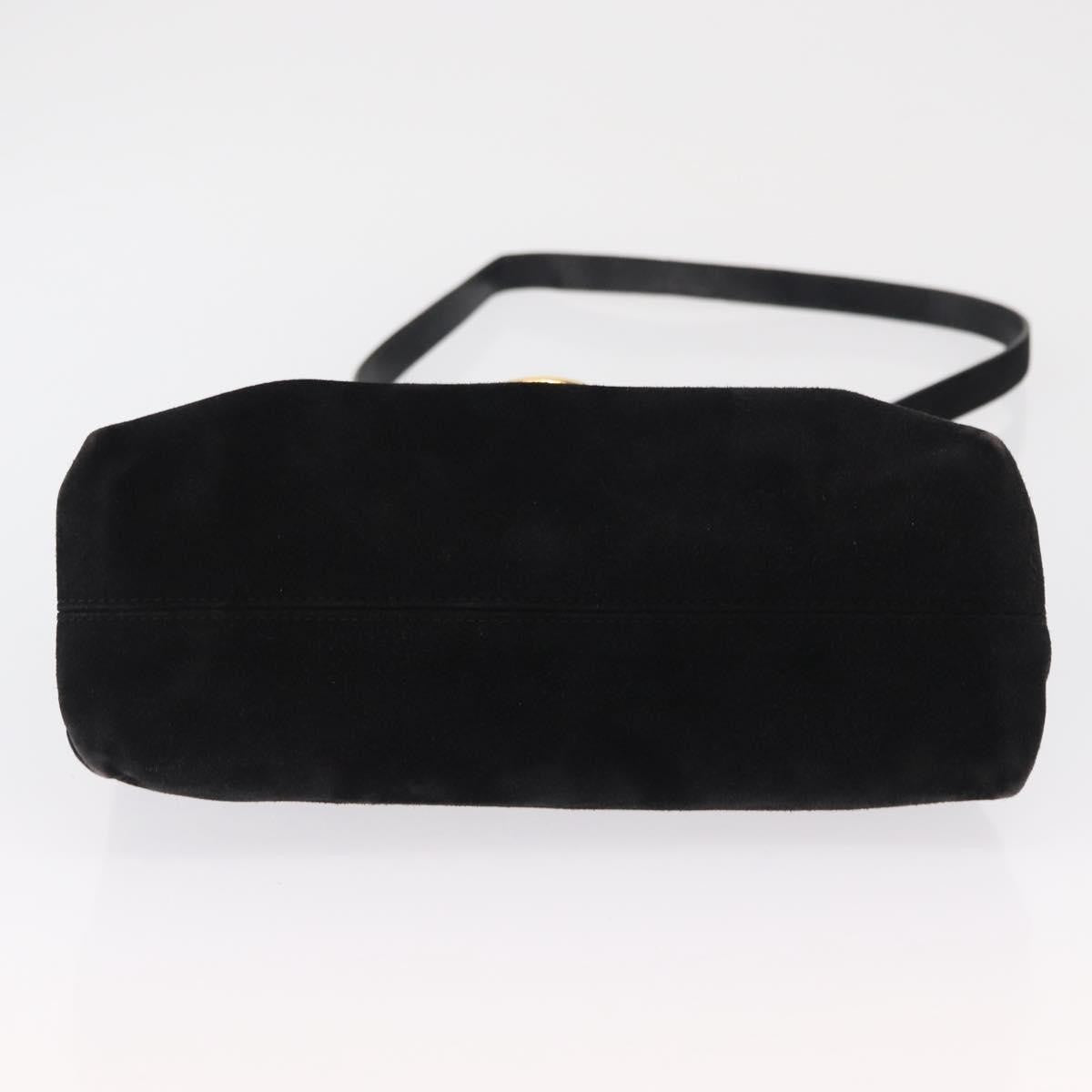 Salvatore Ferragamo Gancini Shoulder Bag Suede, BLACK, SUEDE, Shoulder bag