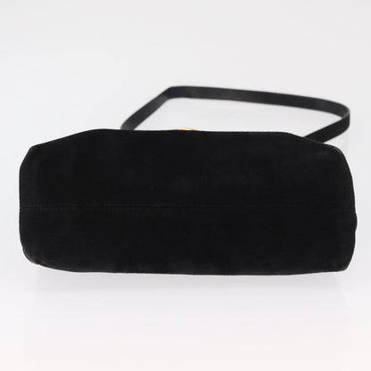 Salvatore Ferragamo Gancini Shoulder Bag Suede, BLACK, SUEDE, Shoulder bag
